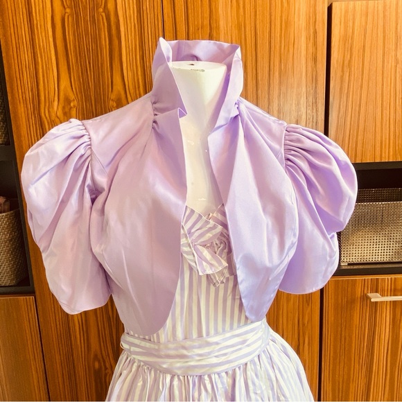 Gunne Sax Dresses & Skirts - Jessica McClintock Gunne Sax 1980s Vintage Lilac/White Strapless Dress w/Jacket